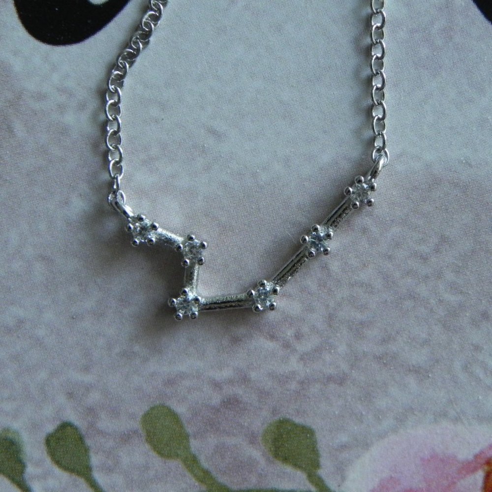 Aquarius Constellation Necklace With Clear CZ